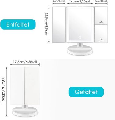 Дзеркало косметичне настільне з підсвічуванням та 10-кратним збільшенням Vialex