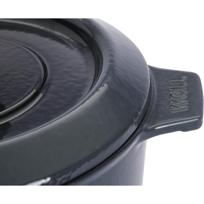 Чавунна каструля Ø 24 см, синього кольору, з кришкою та силіконовими ручками емальований чавун, підходить для індукції та духовки для всіх типів плит Ø 24 см, висота 11 см, 4,2 літра (сіра, Ø 20 см, 11 см, 2,8 літра)