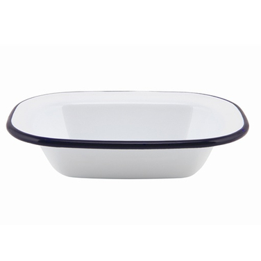 Страва емальована, 18х13, 5х4 см біла з синім обідком, GenWare