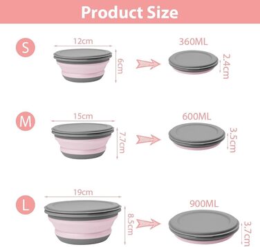 Складана миска 3 шт рожевий flintronic