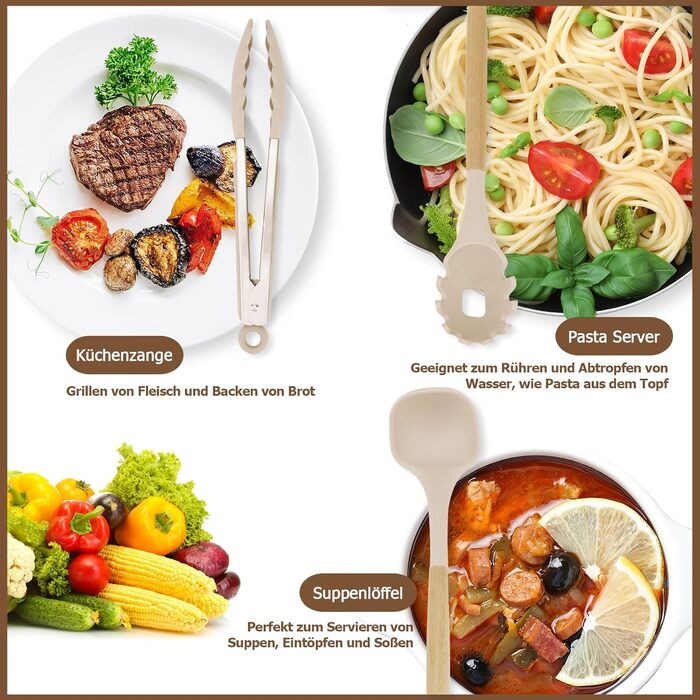 Набір ножів з 10 предметів включає 6 ножів і 4 силіконових посуду, набір ножів з блоком і 4 силіконових лопатки Justup