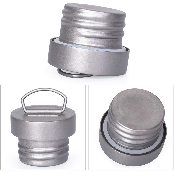 Титанова пляшка для пиття з широким горлом і герметичною кришкою та гачком 750 мл. iBasingo