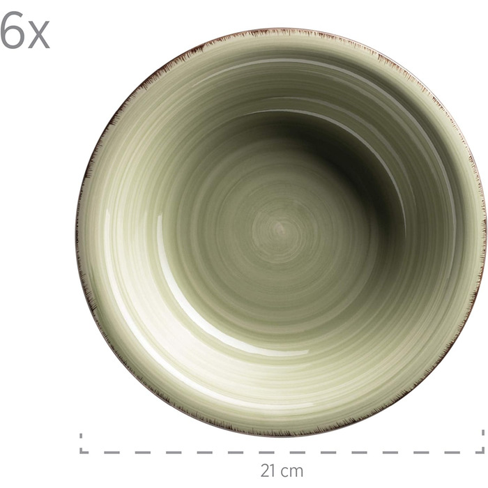 Набір вінтажного посуду з 30 предметів на 6 осіб, керамічний комбінований сервіз з ручним розписом, керамограніт, (зелений)