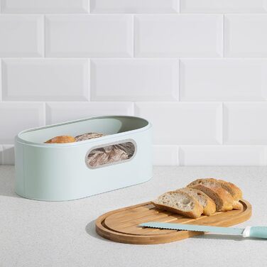 Хлібниця з дерев'яною кришкою, м'ятно-зелена Navaris