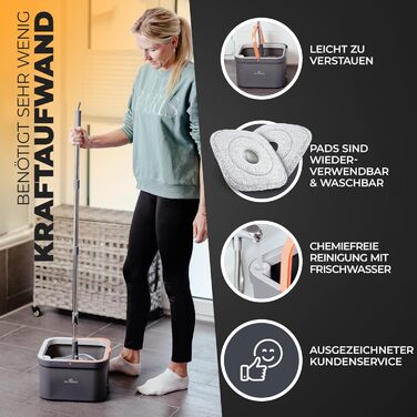 Набір швабри з відром 160 см сірий ALANBERG