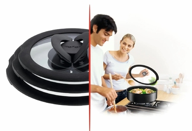 Tefal Кришка Ingenio 28см, скло, силікон, прозоро-чорний