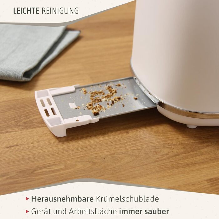 Електрочайник 1,7 л та тостер на 2 слоти, набір 2 предмети, білий Nordic Briebe