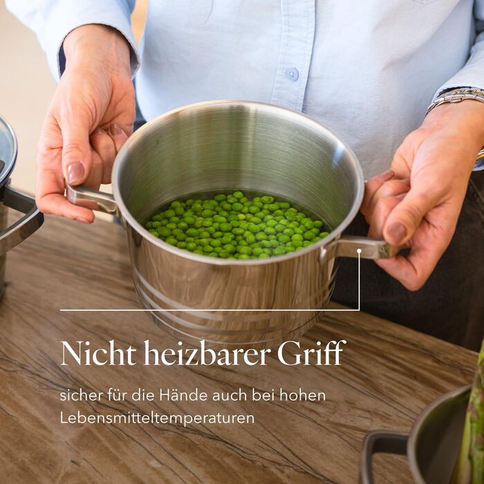 Набір посуду FLORINA 4 предмети Нержавіюча сталь 18/0 Кришка із загартованого скла Для індукційних, газових, електричних та керамічних варильних поверхонь Можна мити в посудомийній машині Високоякісний набір посуду для кожної кухні (8 предметів, Smart)