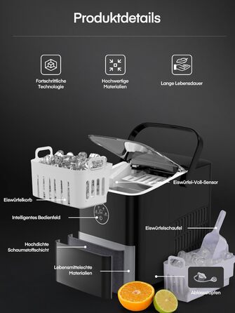 Льодогенератор 1,5 л 120 Вт чорний FOHERE