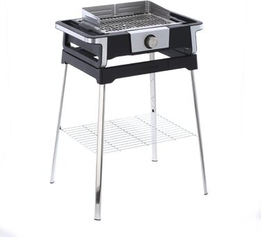 Электрический гриль SEVERIN SENOA DigitalBOOST для внутренних и наружных работ, настольный гриль с быстрым запуском гриля до 500 C, балконный гриль с поверхностью SafeTouch, нержавеющая сталь/черный, PG 8114 (отдельностоящий гриль с поворотным управлением