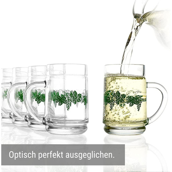 Набір винних кухлів 0,25 л з декором виноградного листя, 6 предметів, Stölzle Lausitz