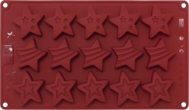 Форма для випічки у вигляді зірочок маленька, червона, 17 x 29,5 x 2,5 см, RBV Birkmann
