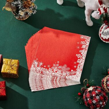 Різдвяні серветки Паперові серветки 13 x 13 дюймів Традиційні паперові серветки Різдвяні серветки Декоративна паперова прикраса для прикраси святкового столу (сніжинки), 32
