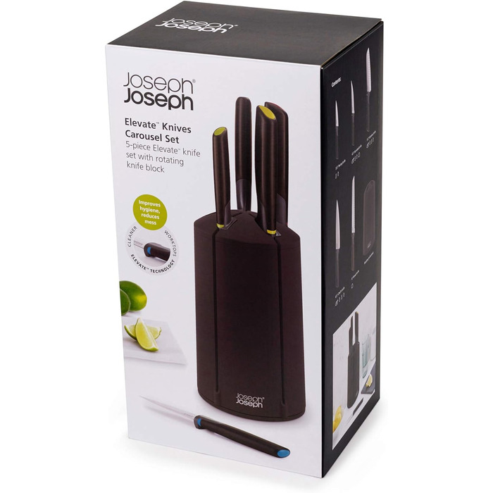 Набір ножів, 5 предметів з підставкою, чорний Elevate Carousel Joseph Joseph