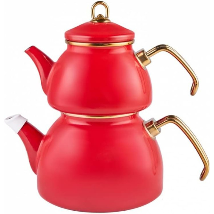 Набор из 2 эмалированных чайников 1,1/2,3 л красный Retro Karaca
