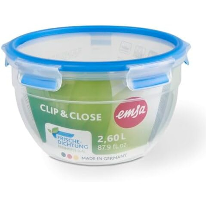 Набір контейнерів для зберігання продуктів EMSA Clip & Close, прямокутні, 5 x 0,8 л, коробки для зберігання, 100 герметичні, придатні для миття в посудомийній машині, морозильної камери та мікрохвильової печі, прозорі, сині, зроблені в Німеччині, N10307 (