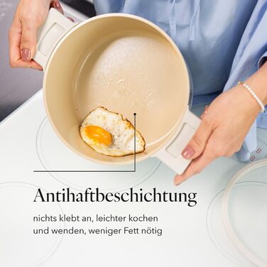 Алюмінієва каструля FLORINA 16 см 1,6 л Підходить для індукції Керамічне покриття, стійке до подряпин М&39яка ручка під дерево Термостійка Для всіх варильних поверхонь Легко миється (NUBE, 5,8 л - 24 см)