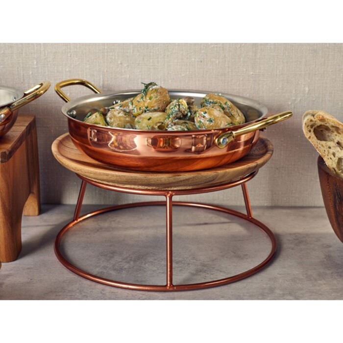 Сковорода для подачі 22*5 см, 1500 мл, кругла, мідне покриття GenWare