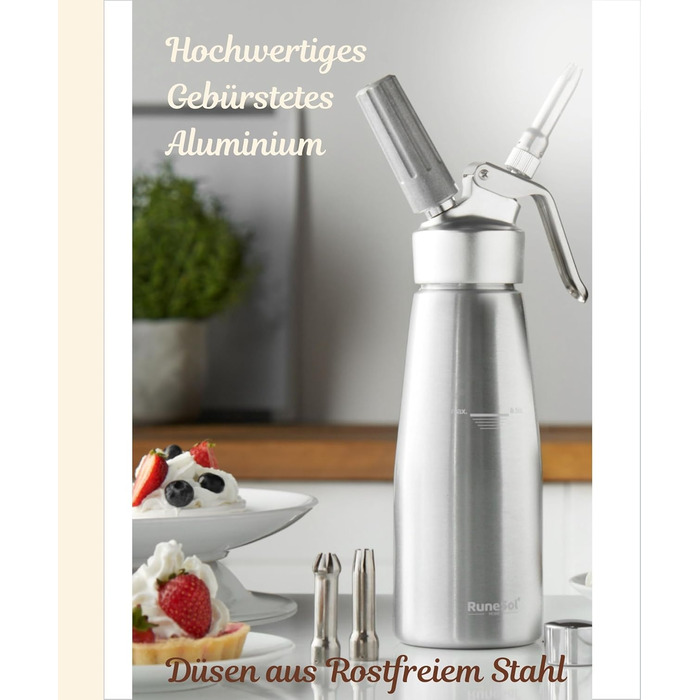 Диспенсер для вершків з 3 декоративними насадками 500 мл Runesol