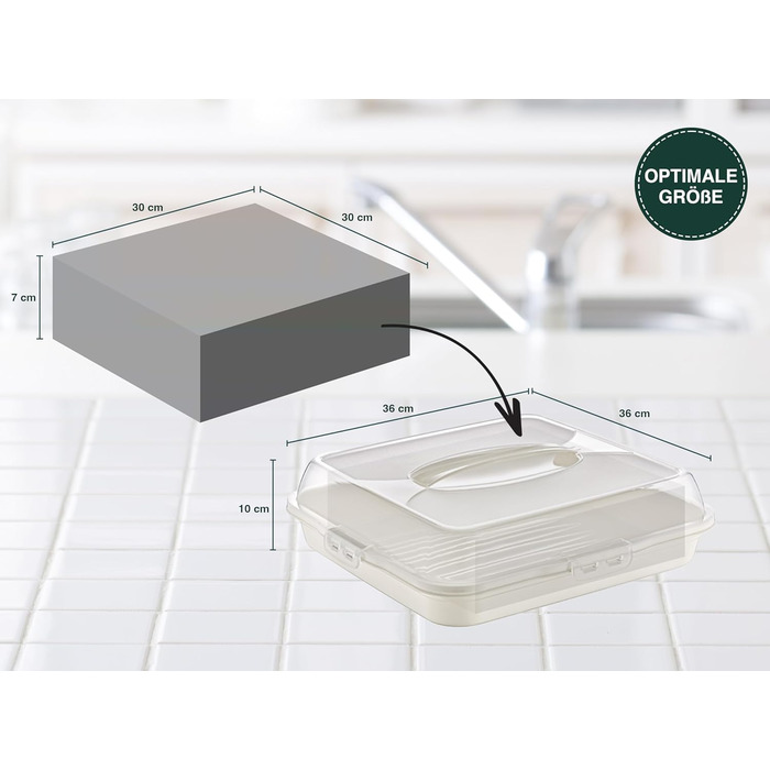 Коробка для транспортування торта з кришкою, капюшоном і ручкою. Коробка для зберігання, контейнер для торта, тарілка для торта, лоток для торта, коробка для торта, тарілка для торта, начинка для торта, дзвіночок для торта - (крем, квадрат)