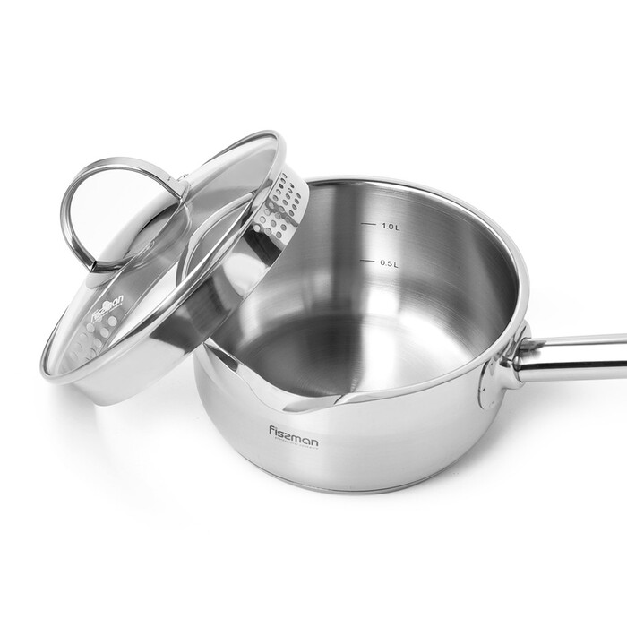 Ківш Fissman CALLISTO 16x8 см нержавіюча сталь 1500 мл зі скляною кришкою (5205)