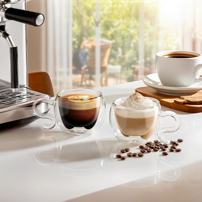 Двостінні милі келихи для лате макіато з різдвяною ялинкою 270 мл Кавова чашка Різдвяна кружка з ситечком для чаю з різдвяною ялинкою Чайні склянки для молока, льоду, різдвяні подарунки для жінок і дітей (Тип 11 Прозорий-130 мл*2, 130 мл*2)