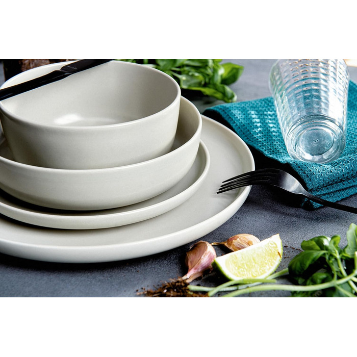 Набір тарілок на 6 персон, 18 предметів бежевий Konsimo