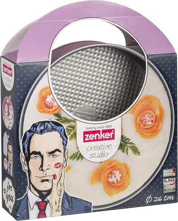 Роз'ємна форма для творчої студії Zenker Z7480 Ø 26 см, форма для випічки з плоским дном, кругла форма для торта з антипригарним покриттям, творча випічка (колір рожевий, сріблястий), кількість