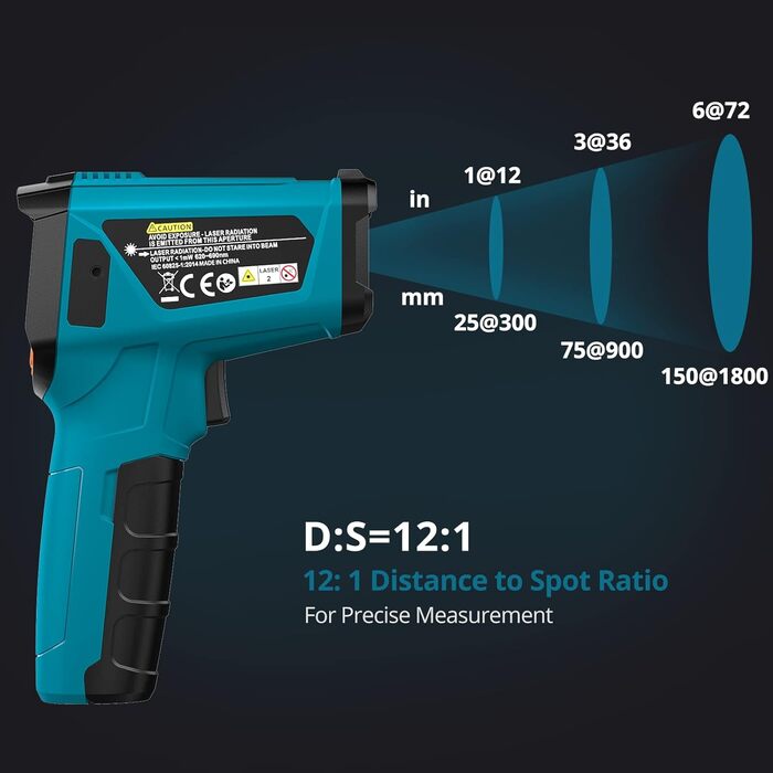 Інфрачервоний термометр від 50C до 800C Tilswall