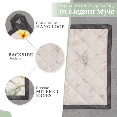 Рукавички для духовки Maison d&39 Hermine, підставки для каструль, 100 бавовна, термостійкі кухонні рукавички, рукавички для духовки (19 см x 33 см) та підставки для каструль (20 см x 20 см) для приготування їжі, Morzine - Рукавички для духовки на День по