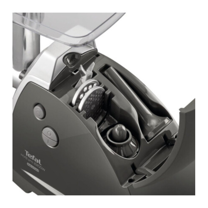 Tefal Мясорубка HV8 Successor, 2200Вт, 4.5кг/мин, 3 решетки, насадка для колбас, кеббе, 4 терки, пластик/металл, черный