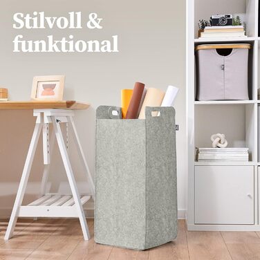 Кошик для білизни Повстяний вузький розбірний - Мішок для білизни Великий для брудної білизни Мішок для білизни Великий збірник білизни Фетр - Вузький компактний кошик для білизни Складна тканина світло-сірий кошик для прання 75 л світло-сірий