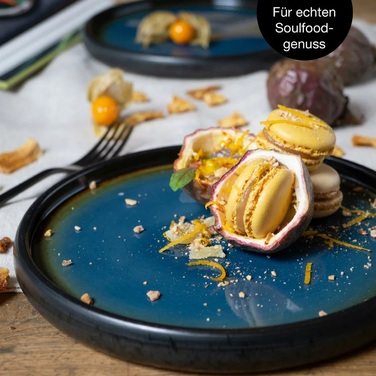 Набір з 4 десертних тарілок 21 см, синя реактивна глазур Moritz & Moritz