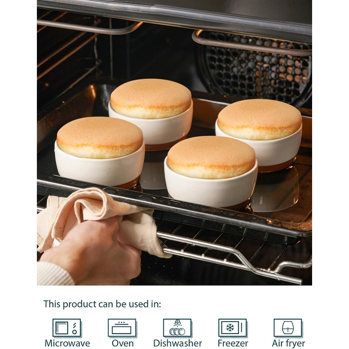 Формочки фарфоровые, 237 мл, жаропрочные, для суфле крем-брюле, формочки для выпечки, миски, набор из 6 шт., мореная глазурь