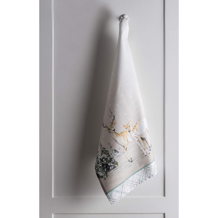 Набір із 3 багатоцільових кухонних рушників Maison d&39 Hermine Rural Christmas, 100 бавовна Барні рушники День подяки/Різдво (50 см x 70 см) (Олень у лісі)