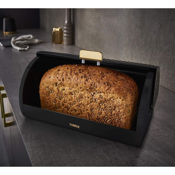 Хлібниця з нержавіюча сталь чорна 28,3 х 39 х 18,5 см TOWER