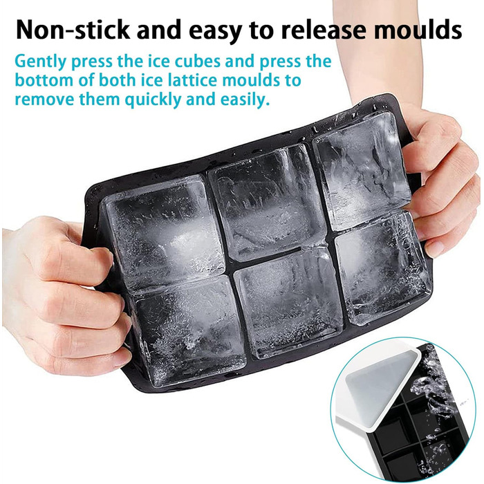 Силіконовий форма для кубиків льоду 2 шт з 6 відділеннями чорний OVBOVA