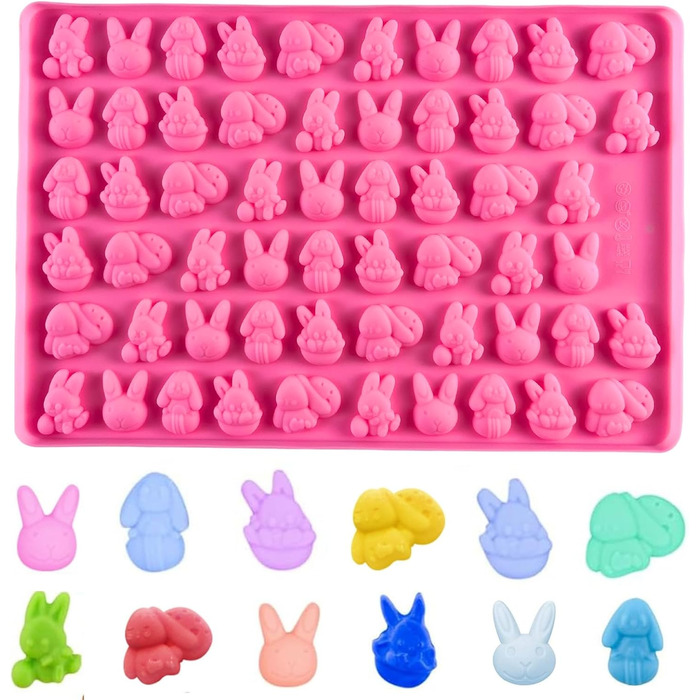 Силіконова форма для випічки, 76 отворів, міні-ялинка та імбирне печиво, цукерки, шоколад, міні-гумова форма для випічки, печиво, пудинг, желе, ласощі для собак (зайчик)