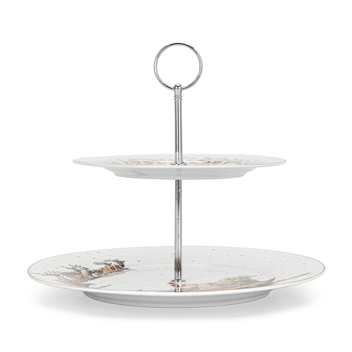 Фруктіниця Fissman CHRISTMAS 2-ярусна 19-27 см порцеляна (14010)