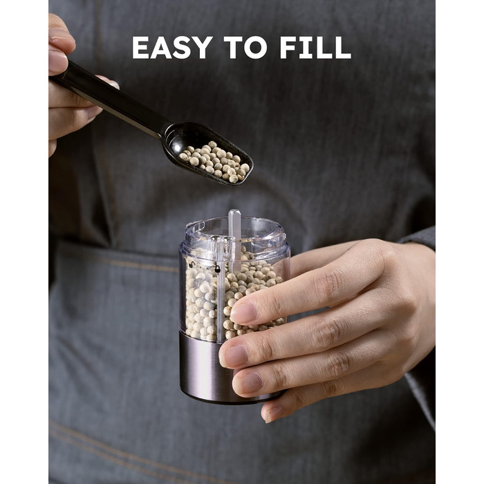 Млин для солі та перцю електричний з підзарядкою від USB, набір 2 предмети, металік FORLIM