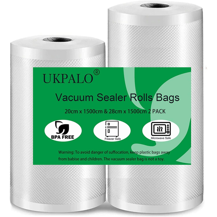 Рулон вакуумних плівок 20 x 1500 та 28 x 1500 см, 2 рулона UKPALO