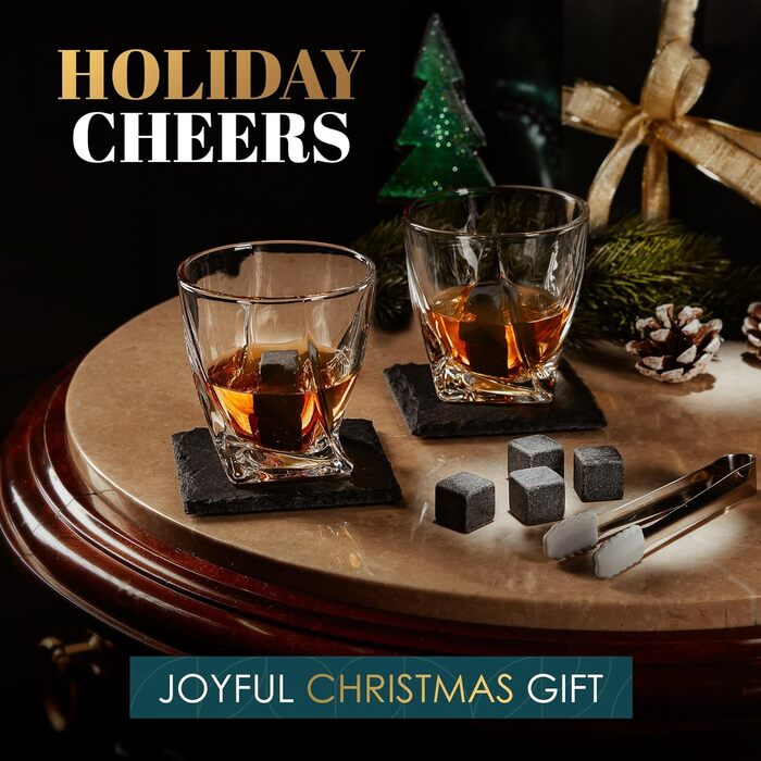 Подарунковий набір для віскі, келихи для віскі, каміння, щипці для льоду, підставки, дерев'яна скриня, оксамитовий мішечок Royal Reserve