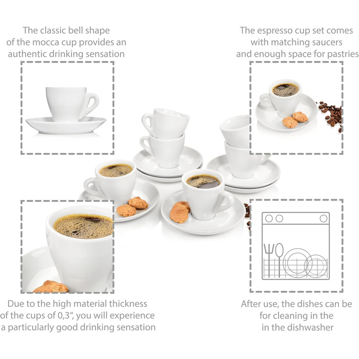 Набір чашок для еспресо з блюдцями на 6 персон, 12 предметів New Port Sänger