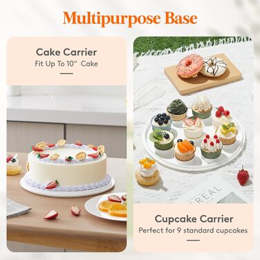 Контейнер для торта 27 см з кришкою та ручкою, білий Lifewit