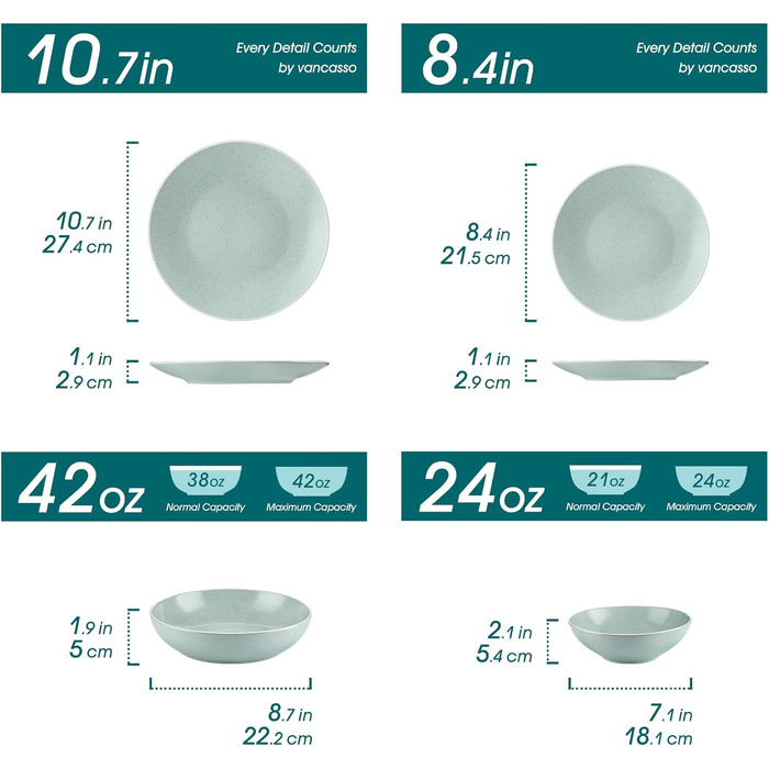 Столовий сервіз з керамограніту, ванкассо 32 предмети Карстовий комбінований сервіз з фаянсу, набір посуду у вінтажному вигляді для 4-12 осіб (Sabine-lg, посуд для 4 осіб)