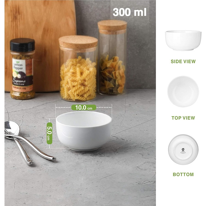 Набір з 6 мисок для супу 300 мл, білий DOWAN