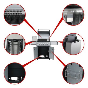 Газовый гриль SANTOS S-318 Black, с боковой и задней горелкой, черный 900273 Код: 010952