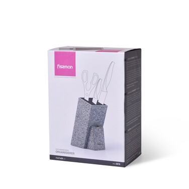 Підставка для кухонних ножів та ножиць Fissman 11x11x26 см ГРАФІТ (2876)