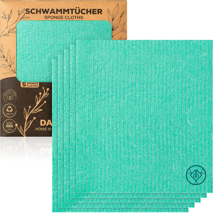 Набір губчастих серветок з 5 шт. Більше, ніж просто кухонні рушники екологічні, миючі та багаторазові кухонні помічники Ідеально підходить для кухні, дому та автомобіля Висока поглинальна здатність та довговічність (світло-зелений)