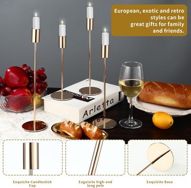 Набір із 6 свічників, канделябри-свічки 33/28/23 см, високі свічники, декоративні вінтажні металеві свічники для святкування днів народження, річниць, весіль, декору дому (чорний) Чорний 6 шт. (золотий 6 шт. )